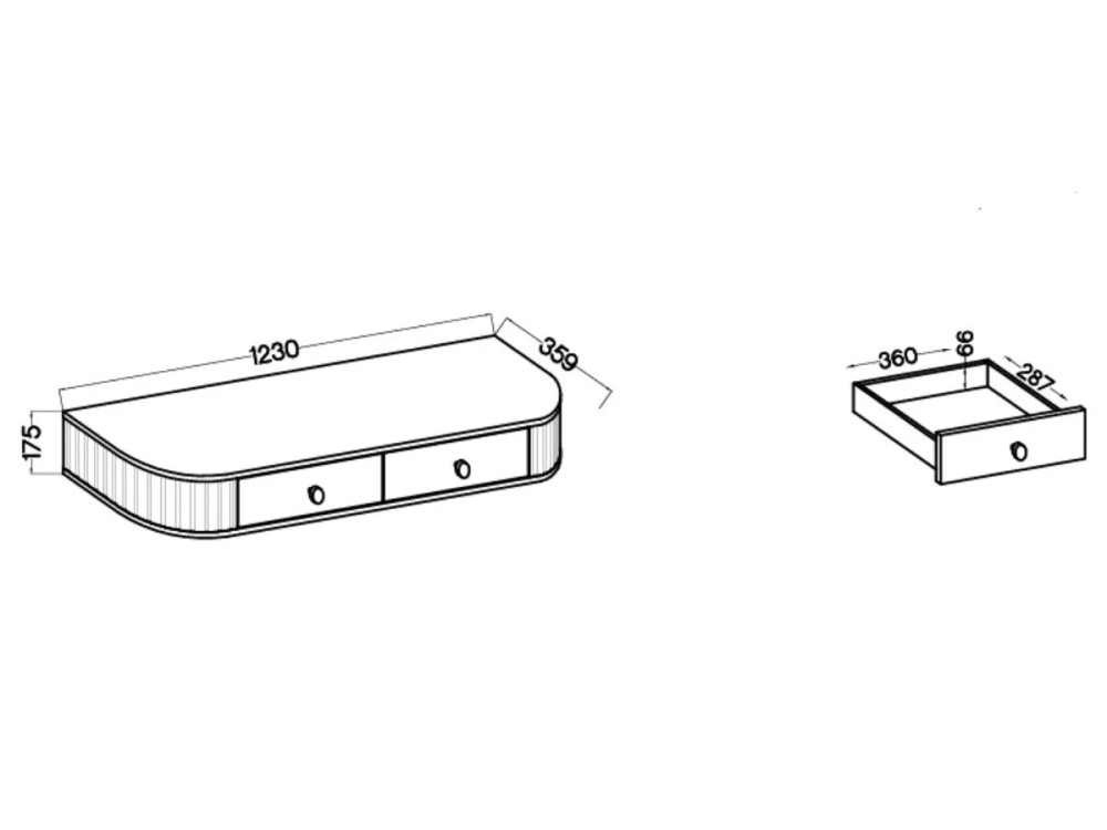 nowoczesna toaletka Ovalio 123 cm beż piaskowy