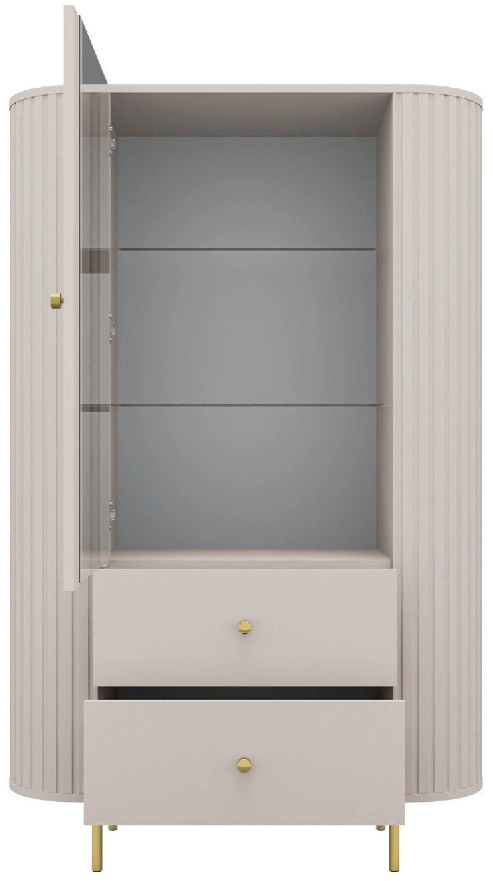 witryna Ovalio 97 cm z szufladami beż piaskowy