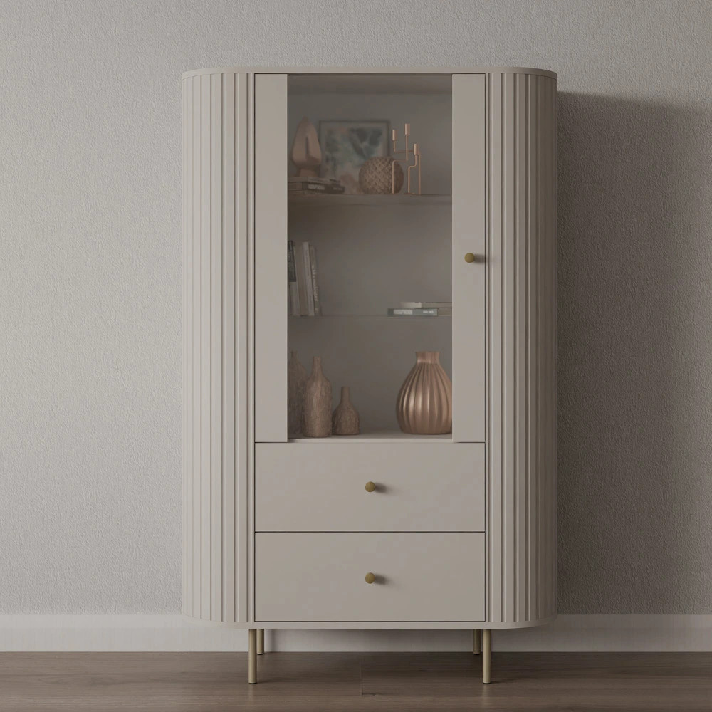 witryna z przeszkleniem Ovalio beż piaskowy