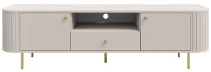 Szafka RTV do salonu OVALIO 180 cm z szufladą – beż piaskowy, nowoczesna