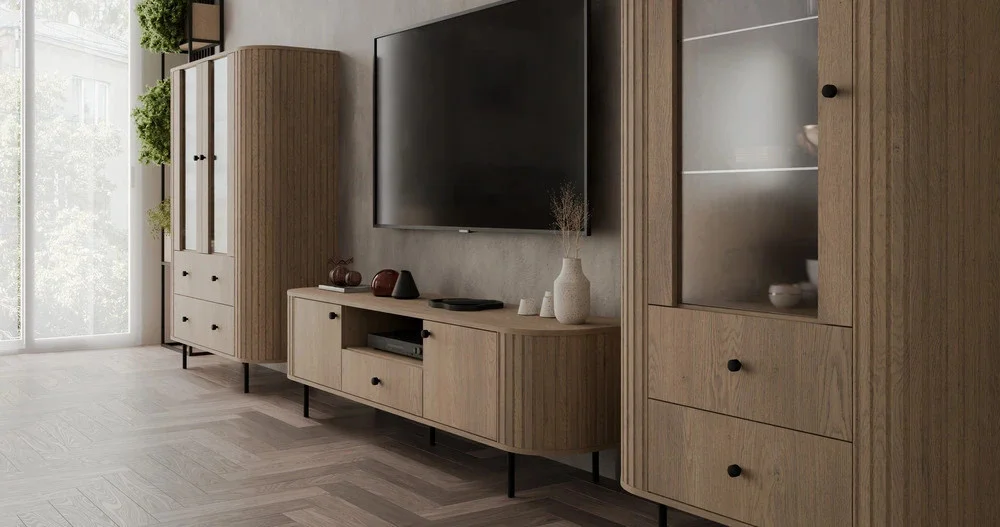 szafka rtv Ovalio 180 cm dąb cremona