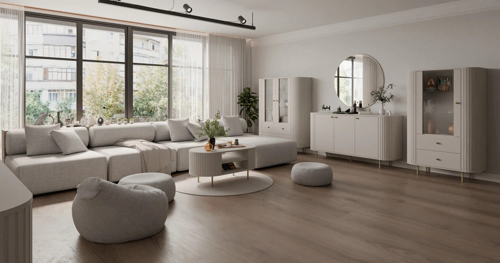 okrągłe lustro Ovalio 100 cm beż piaskowy