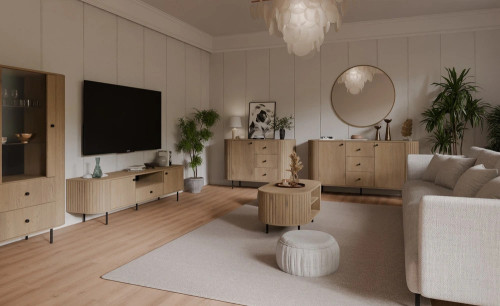 okrągłe lustro Ovalio 100 cm dąb cremona