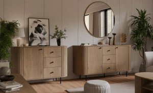 okrągłe lustro Ovalio 100 cm dąb cremona