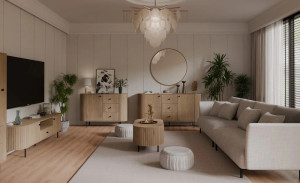 okrągłe lustro Ovalio 100 cm dąb cremona