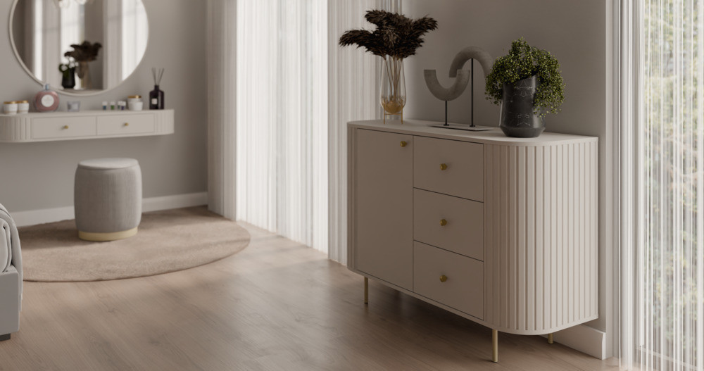 komoda z ryflowanym frontem Ovalio