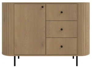 Komoda do salonu z szufladami i szafką 123 cm OVALIO – dąb cremona