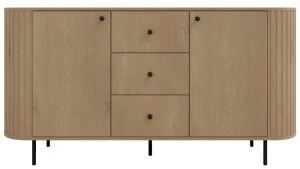 Komoda do salonu OVALIO 165 cm z szufladami i szafkami – dąb cremona
