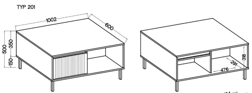 Stolik kawowy OSAKA 100 cm dąb evoke do salonu