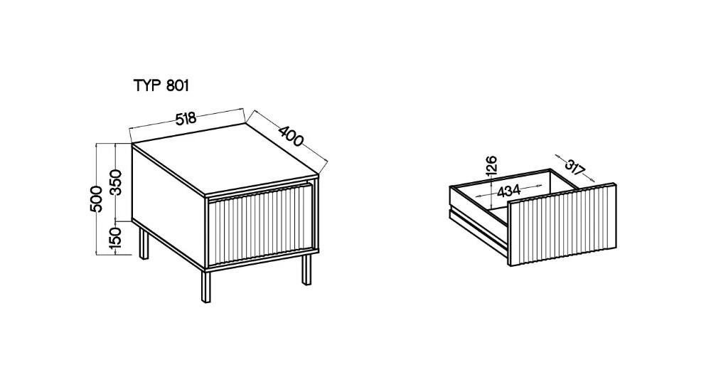 Stolik nocny OSAKA 52 cm beż piaskowy