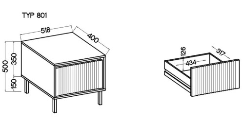 Stolik nocny OSAKA 52 cm beż piaskowy