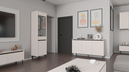 Komoda OSAKA 149 cm trzydrzwiowa beż piaskowy