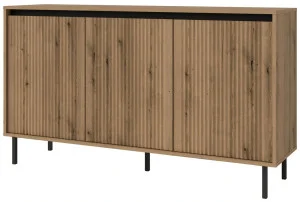 Trzydrzwiowa komoda OSAKA 149 cm do salonu, pojemna, dąb evoke