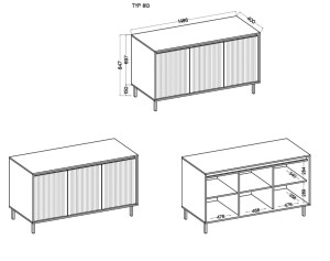 Komoda OSAKA 149 cm trzydrzwiowa dąb evoke