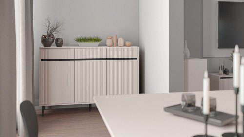 komoda do salonu OSAKA 149 cm z szufladami beż piaskowy