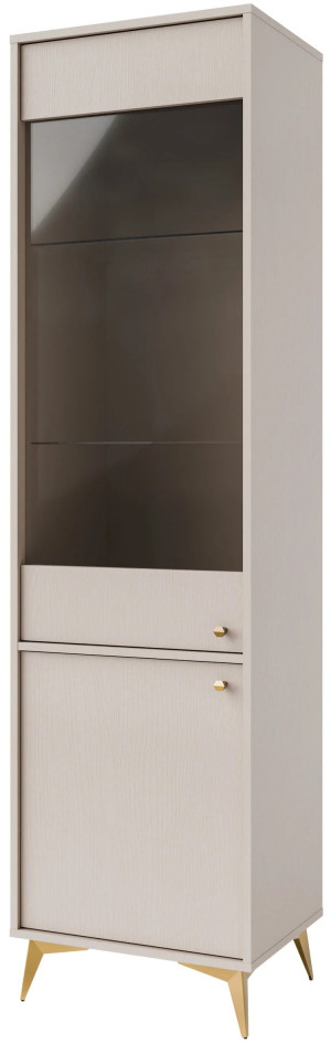 Wysoka witryna do salonu w stylu japońskim TOKYO 52 cm, beż piaskowy, nogi rozgwiazda