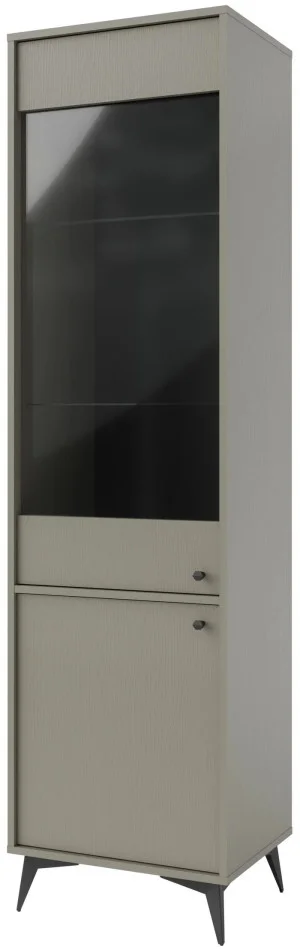 Wysoka witryna do salonu w stylu japońskim TOKYO 52 cm, eukaliptus, nogi rozgwiazda