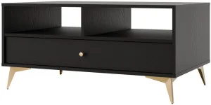 Prostokątny stolik kawowy TOKYO 100 cm, do salonu, czarny grafit, nogi rozgwiazda