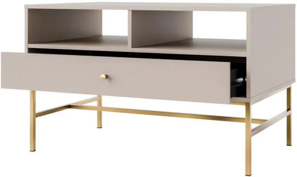 prostokątny stolik kawowy TOKYO 100 cm beż piaskowy na metalowym stelażu