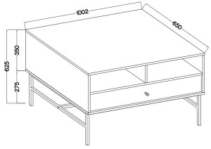 Prostokątny stolik kawowy TOKYO 100 cm, do salonu, czarny grafit, stelaż | Stoliki kawowe Desire Furniture