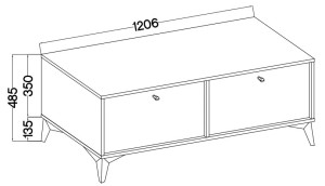 Mała szafka pod telewizor TOKYO 120 cm, eukaliptus, nogi rozgwiazda | Szafki RTV na nóżkach Desire Furniture