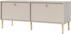 Mała szafka pod telewizor do salonu TOKYO 120 cm, beż piaskowy, nogi proste