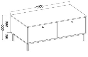 Mała szafka pod telewizor do salonu TOKYO 120 cm, czarny grafit, nogi proste | Szafki RTV na nóżkach Desire Furniture