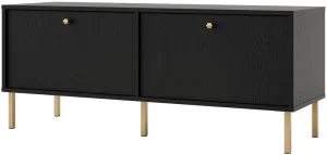 Mała szafka pod telewizor do salonu TOKYO 120 cm, czarny grafit, nogi proste