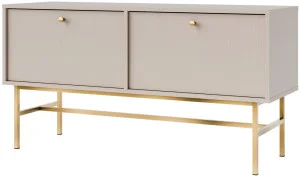 Mała szafka pod telewizor do salonu TOKYO 120 cm, beż piaskowy, stelaż