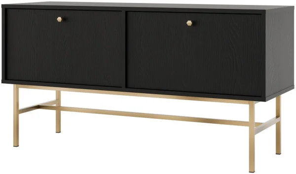 Mała szafka pod telewizor do salonu TOKYO 120 cm, czarny grafit, stelaż