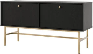 Mała szafka pod telewizor do salonu TOKYO 120 cm, czarny grafit, stelaż