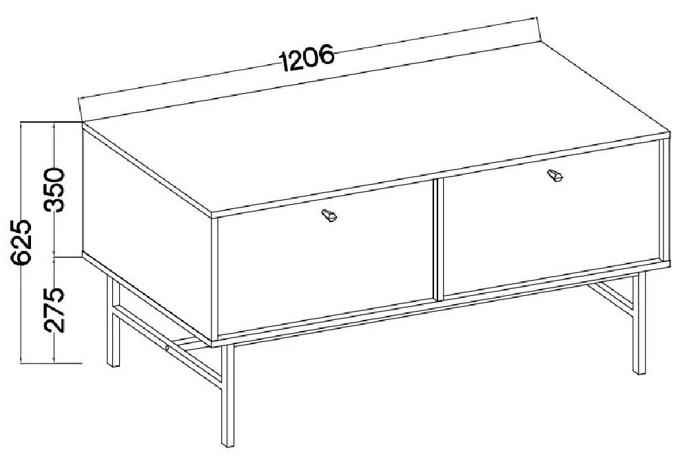 Mała szafka pod telewizor do salonu TOKYO 120 cm, eukaliptus, stelaż | Szafki RTV na nóżkach Desire Furniture