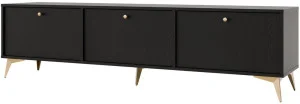 Pojemna szafka RTV TOKYO 180 cm, do salonu, czarny grafit, nogi rozgwiazda