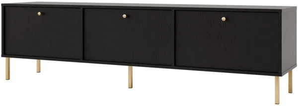 Pojemna szafka RTV TOKYO 180 cm, do salonu, czarny grafit, nogi proste