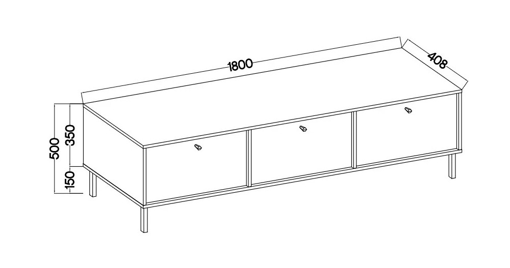 Pojemna szafka RTV TOKYO 180 cm, do salonu, eukaliptus, nogi proste | Szafki RTV na nóżkach Desire Furniture