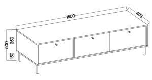 Pojemna szafka RTV TOKYO 180 cm, do salonu, eukaliptus, nogi proste | Szafki RTV na nóżkach Desire Furniture