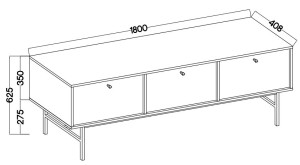 Pojemna szafka RTV TOKYO 180 cm, do salonu, czarny grafit, stelaż | Szafki RTV na nóżkach Desire Furniture