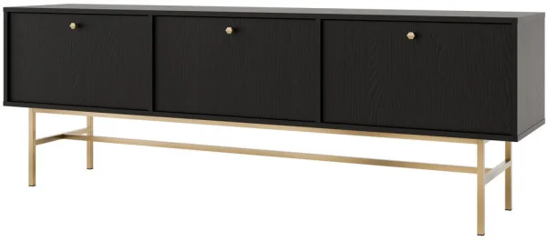 Pojemna szafka RTV TOKYO 180 cm, do salonu, czarny grafit, stelaż