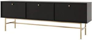 Pojemna szafka RTV TOKYO 180 cm, do salonu, czarny grafit, stelaż