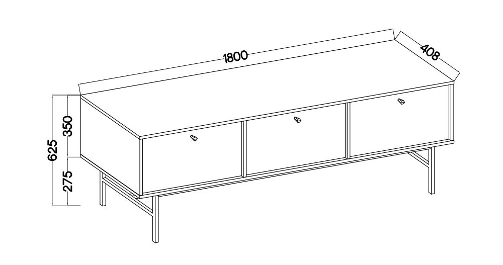 Pojemna szafka RTV TOKYO 180 cm, do salonu, eukaliptus, stelaż | Szafki RTV na nóżkach Desire Furniture