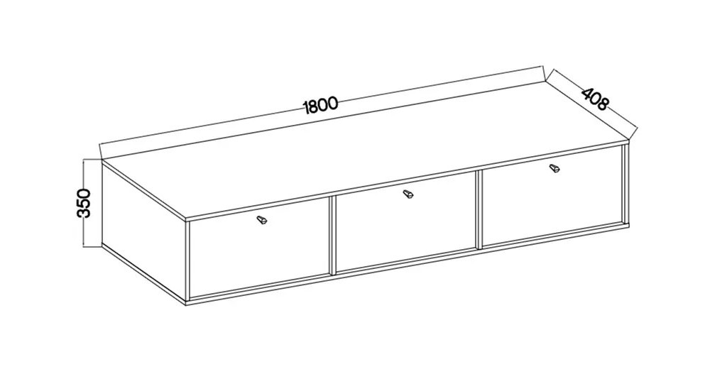 Pojemna wisząca szafka RTV TOKYO 180 cm, do salonu, eukaliptus | Szafki RTV wiszące Desire Furniture