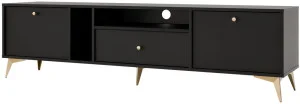 Nowoczesna szafka RTV do salonu z szufladą TOKYO 180 cm, czarny grafit, nogi rozgwiazda