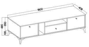 Nowoczesna szafka RTV do salonu z szufladą TOKYO 180 cm, eukaliptus, nogi rozgwiazda | Szafki RTV z szufladami Desire Furniture