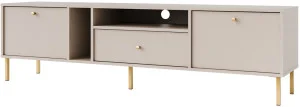 Szeroka szafka RTV do nowoczesnego salonu TOKYO 180 cm, beż piaskowy, nogi proste