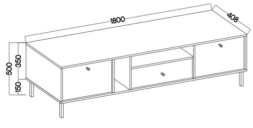 Szeroka szafka RTV do nowoczesnego salonu TOKYO 180 cm, beż piaskowy, nogi proste | Szafki RTV z szufladami Desire Furniture