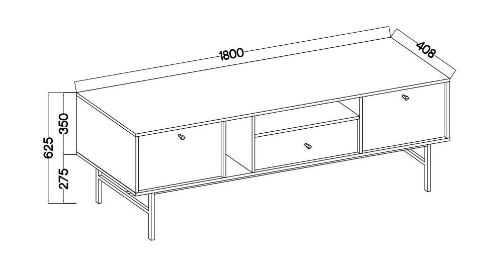Nowoczesna szafka RTV TOKYO 180 cm, do salonu, czarny grafit, stelaż | Szafki RTV z szufladami Desire Furniture