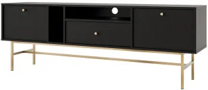 Nowoczesna szafka RTV TOKYO 180 cm, do salonu, czarny grafit, stelaż