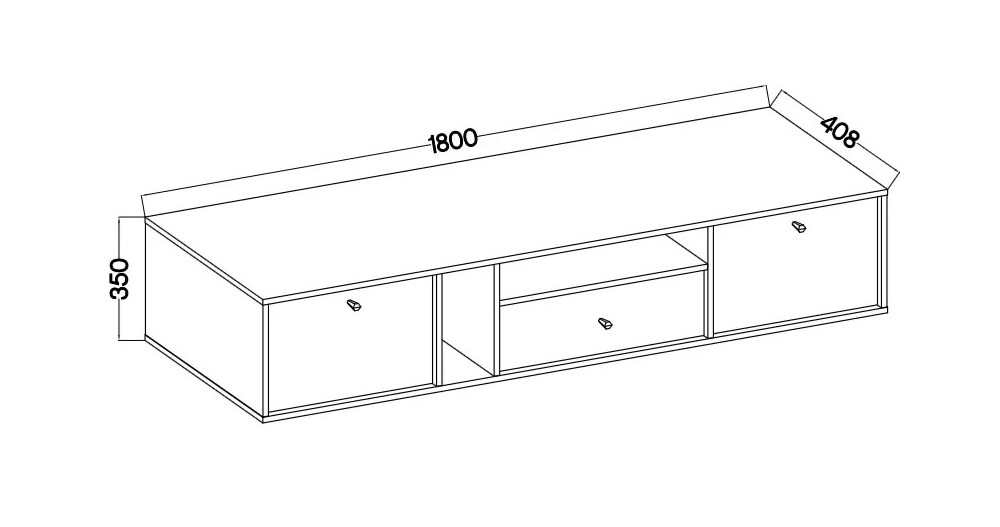 Nowoczesna wisząca szafka RTV TOKYO 180 cm, do salonu, eukaliptus | Szafki RTV wiszące Desire Furniture