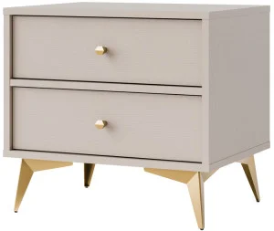 Stolik nocny do sypialni z szufladami TOKYO 52 cm, beż piaskowy, nogi rozgwiazda