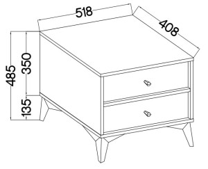 Stolik nocny do sypialni z szufladami TOKYO 52 cm, czarny grafit, nogi rozgwiazda | Szafki nocne z szufladami Desire Furniture